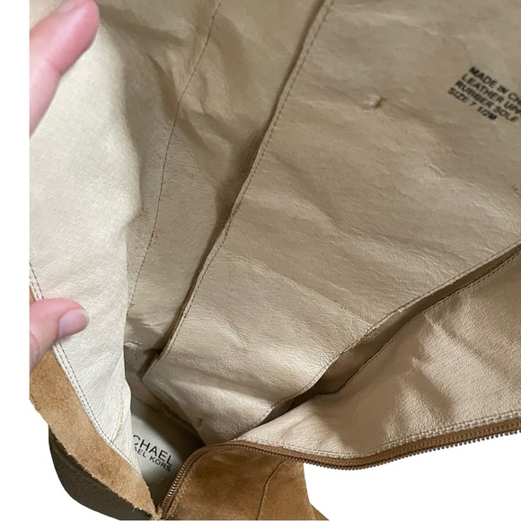 MICHAEL KORS Tan Suede Lace Up Wedge Boots Size 7.5 - Picture 7 of 9